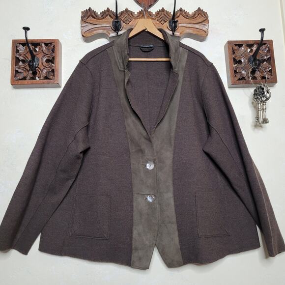 EILEEN FISHER Women Lamb Suede Merino Wool Felted Knit Blazer Jacket Shacket✨️2X - Picture 3 of 16
